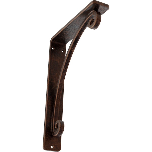 Ekena Millwork Legacy Wrought Iron Bracket, (Single center brace), Antiqued Copper 1 1/2"W x 5 1/2"D x 8"H BKTM01X05X08SLEACO - main
